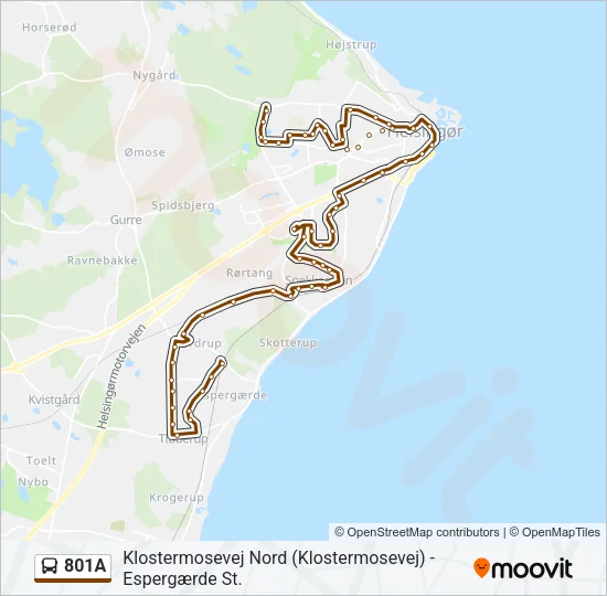 801A Bus Line Map