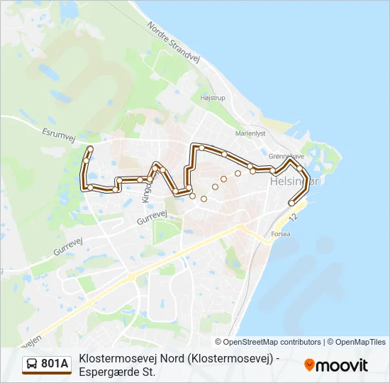 801A Bus Line Map