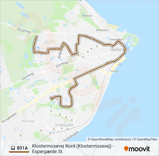 801A Bus Line Map