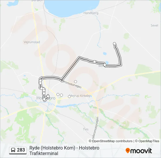 283 Bus Line Map