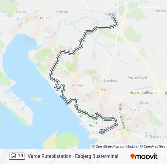 14 bus Linjekort
