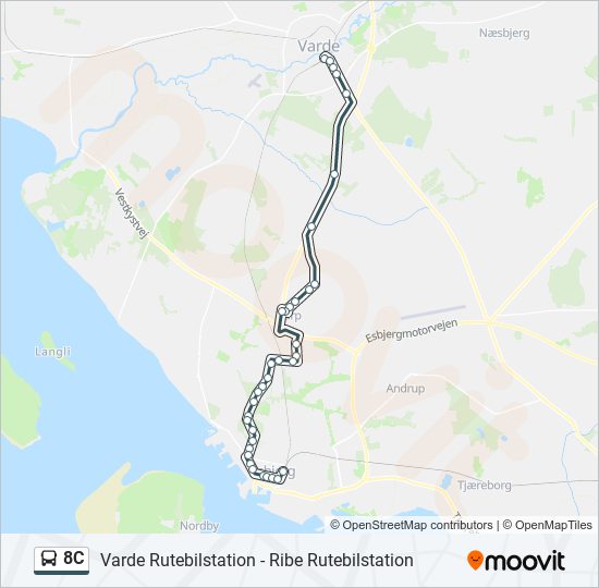 8C bus Linjekort