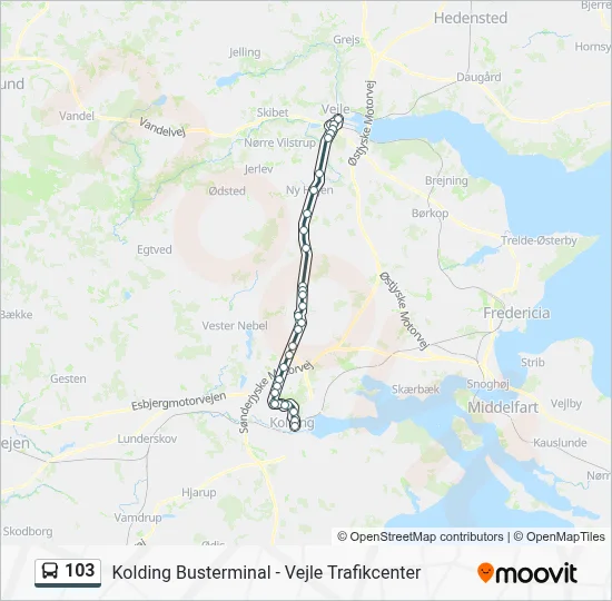 103 bus Linjekort