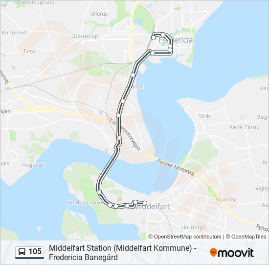 105 bus Line Map