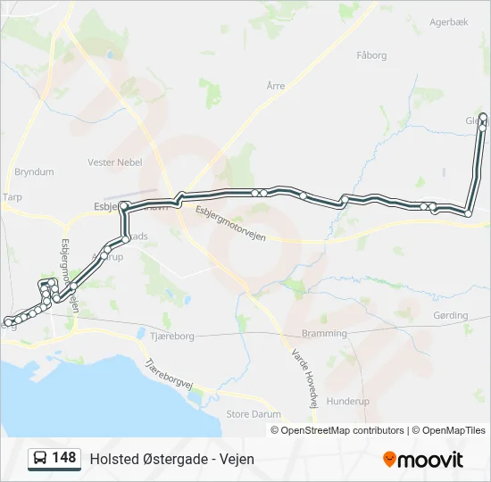 148 bus Linjekort
