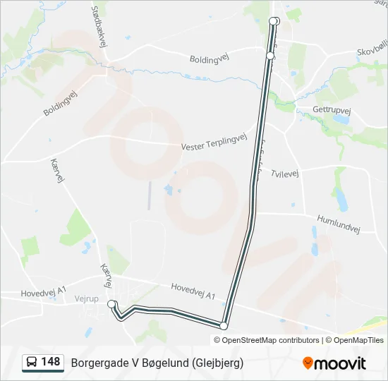 148 bus Linjekort