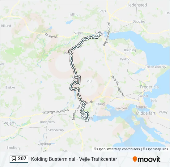 207 bus Linjekort