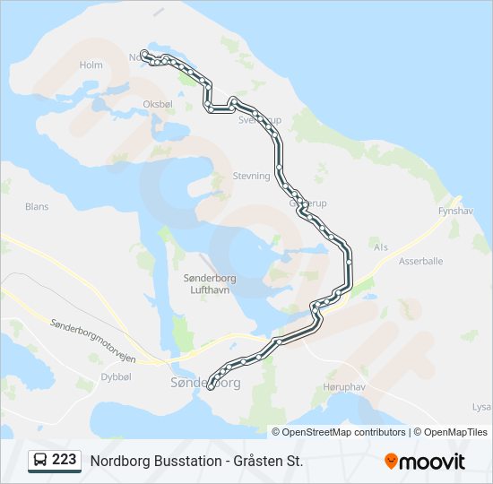 223 bus Line Map