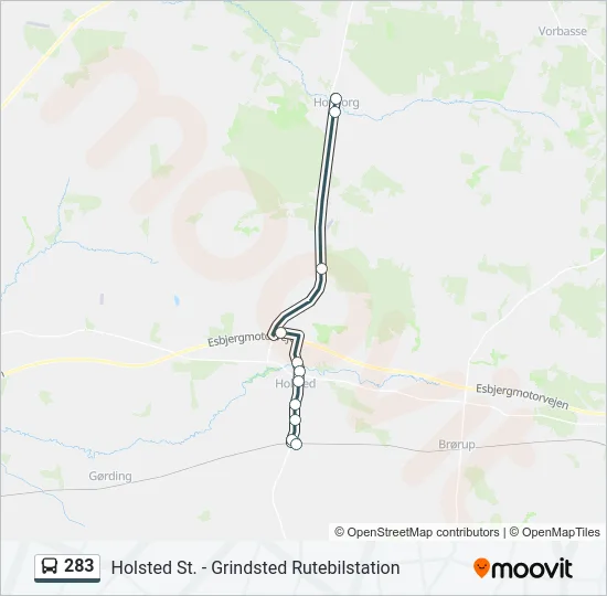 283 Bus Line Map