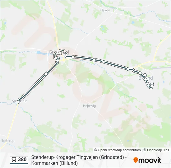 380 bus Linjekort