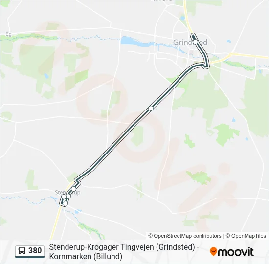 380 bus Linjekort
