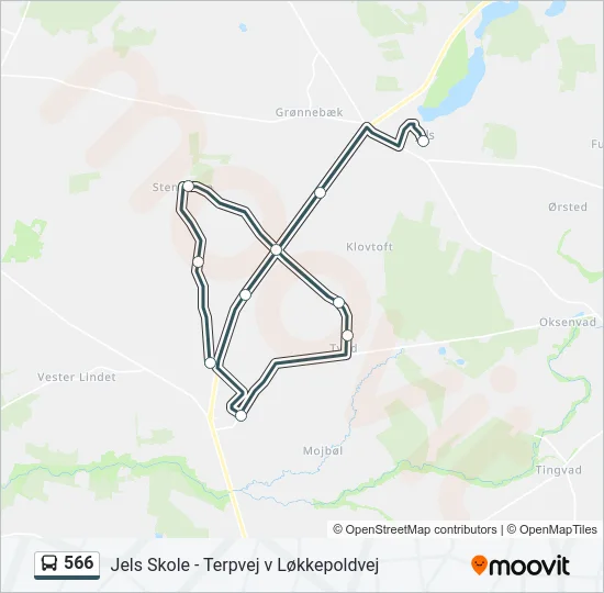 566 bus Linjekort