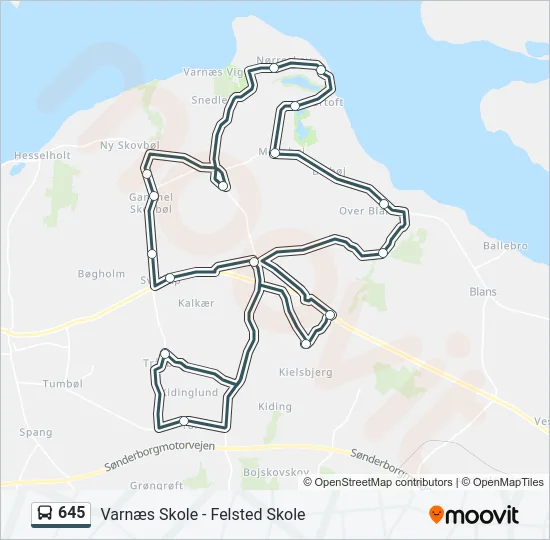 645 Bus Line Map