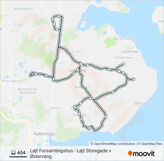 654 Bus Line Map