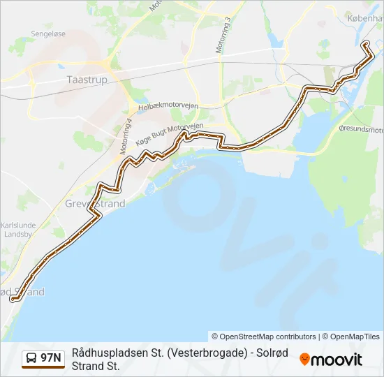 97N Bus Line Map