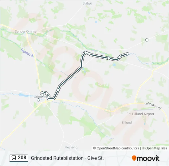 208 Bus Line Map