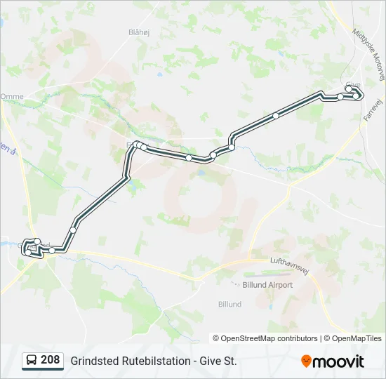 208 Bus Line Map
