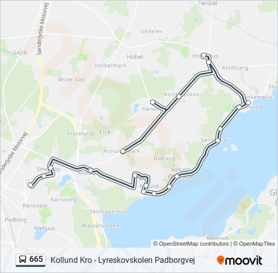 665 bus Linjekort