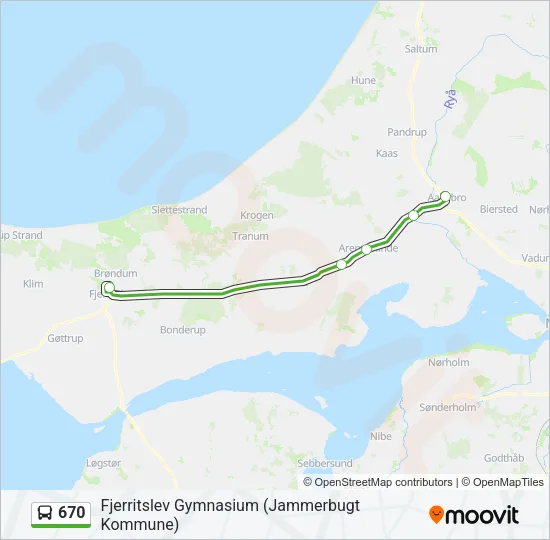 670 bus Linjekort
