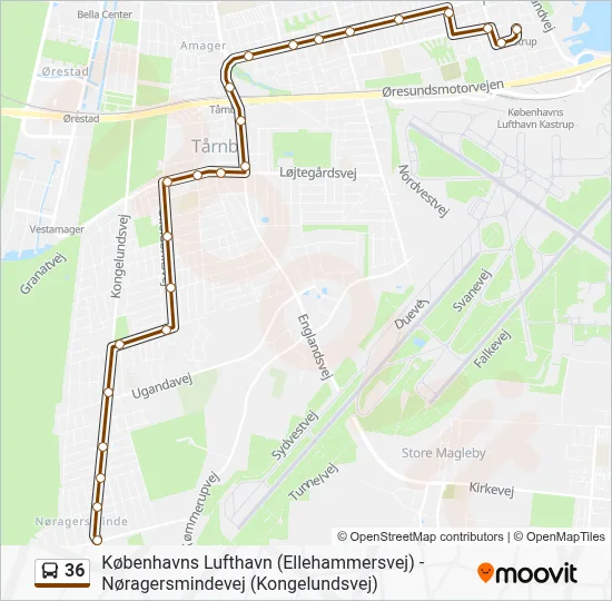 36 bus Linjekort