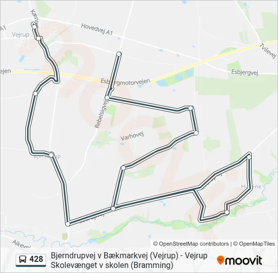 428 bus Linjekort