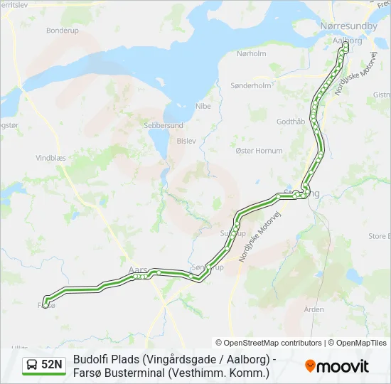 52N Bus Line Map