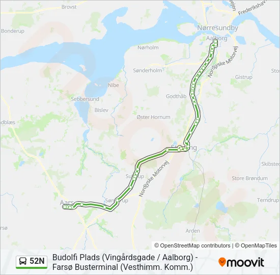 52N Bus Line Map