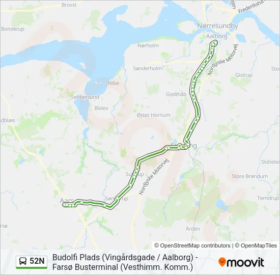 52N Bus Line Map