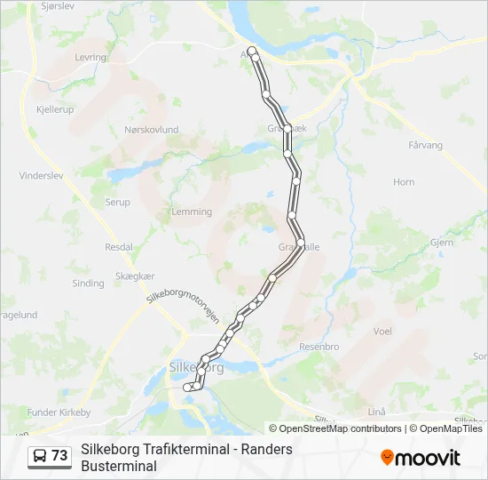73 bus Linjekort