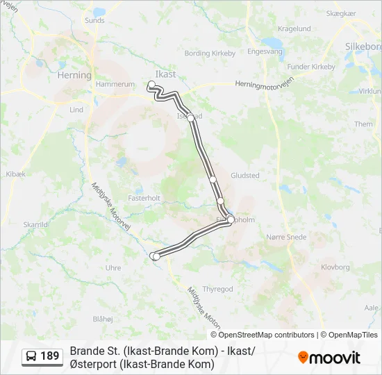 189 bus Linjekort