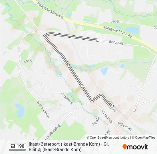 190 bus Linjekort