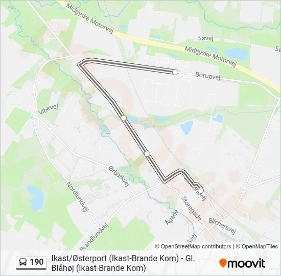 190 bus Linjekort