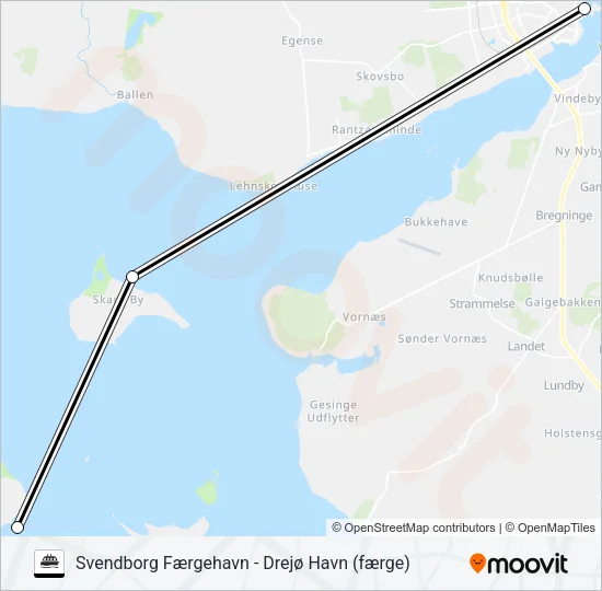 M/F HØJESTENE Ferry Line Map