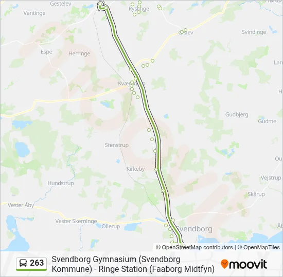 263 bus Linjekort