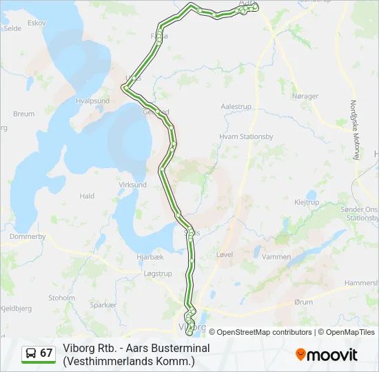 67 bus Linjekort