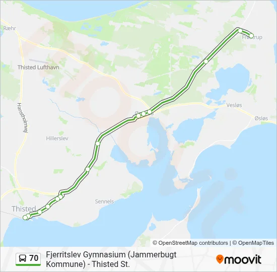 70 bus Linjekort