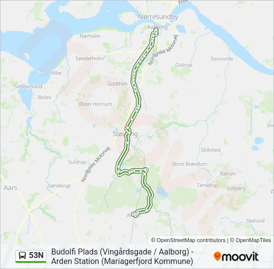 53N Bus Line Map