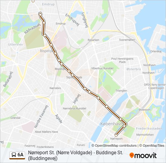 6a Rute: Rejseplaner, Stop & Kort - Nørreport St. (Opdateret)