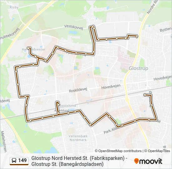 149 bus Linjekort