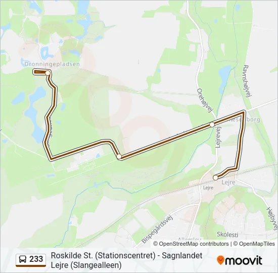233 bus Linjekort