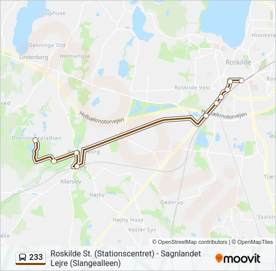 233 bus Linjekort