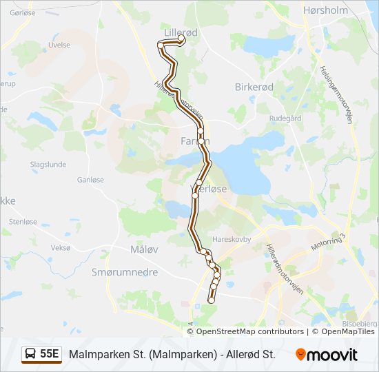 55e Route: & Maps - Allerød St. (Updated)