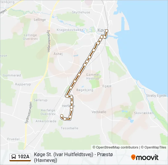 102A Bus Line Map