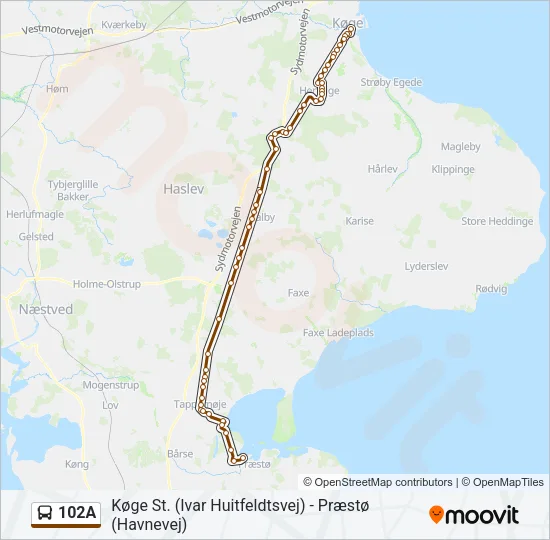 102A Bus Line Map