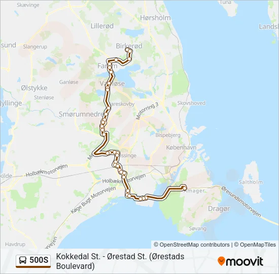 500S Bus Line Map