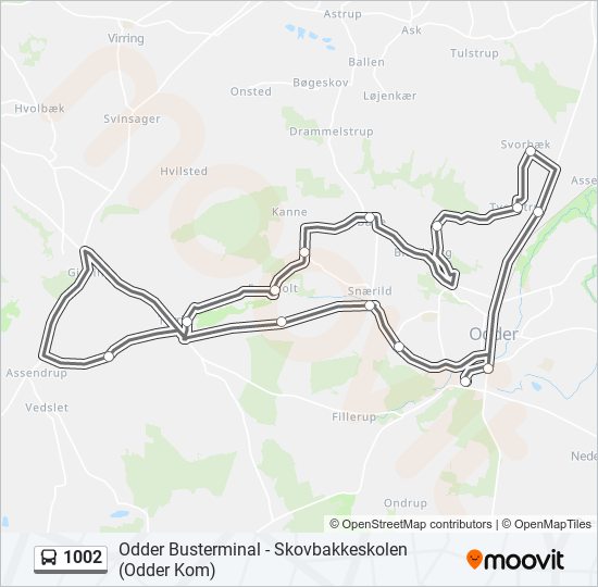 1002 bus Line Map