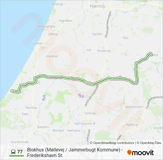 77 bus Linjekort