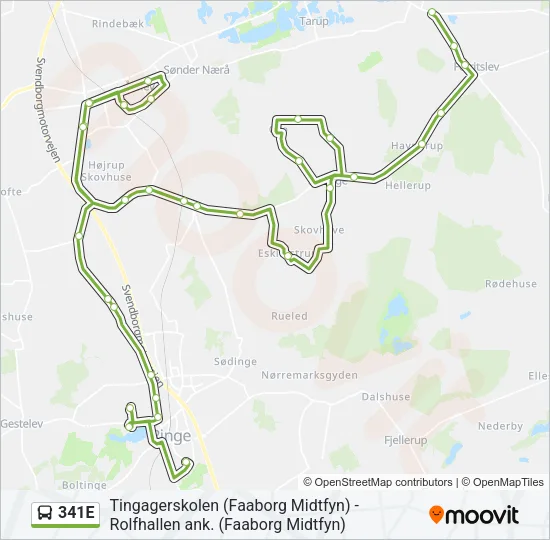 341E Bus Line Map