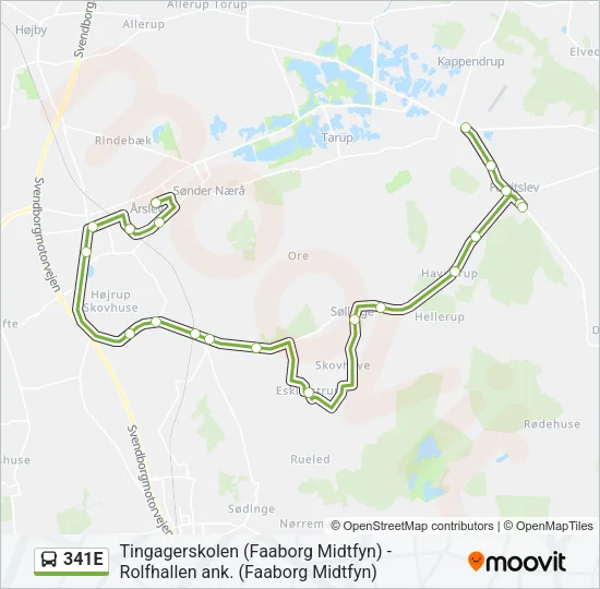 341E Bus Line Map