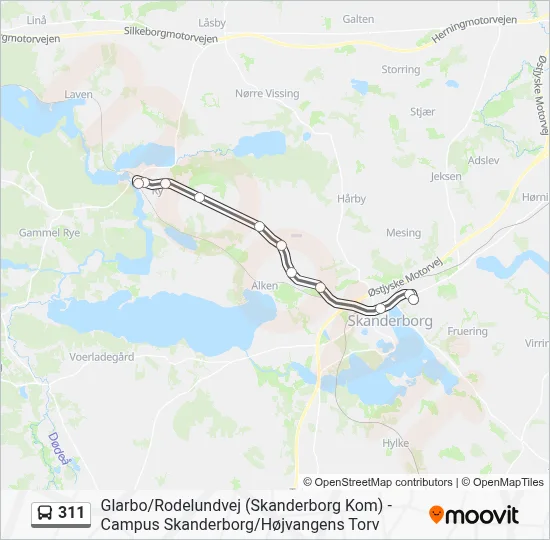 311 bus Linjekort